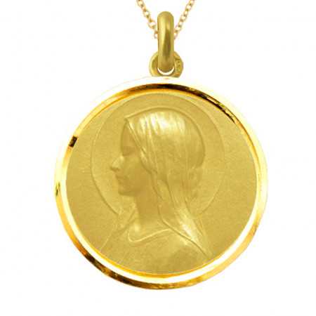 Medalla Virgen María Velo Oro 18kt Bisel