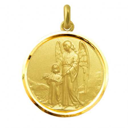 Medalla Ángel de la Guarda Oro 18kt Bisel