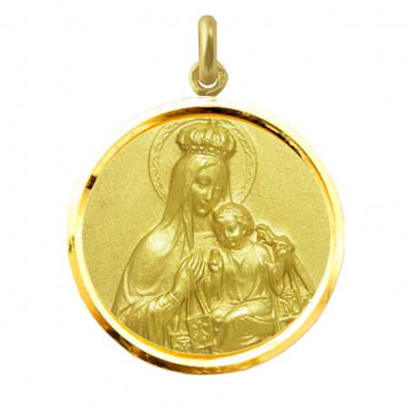 Medalla Virgen del Carmen Corona Oro 18kt Bisel