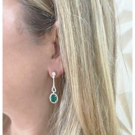 ROYAL JEWELS Diamond Emerald Earrings