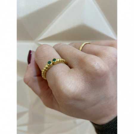 Gold ring VINTAGE DOUBLE Esmeraldas 533