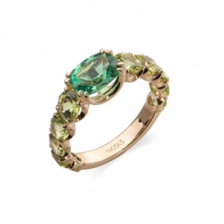 Peridot Green Quartz Ring Rose Gold RAINBOW