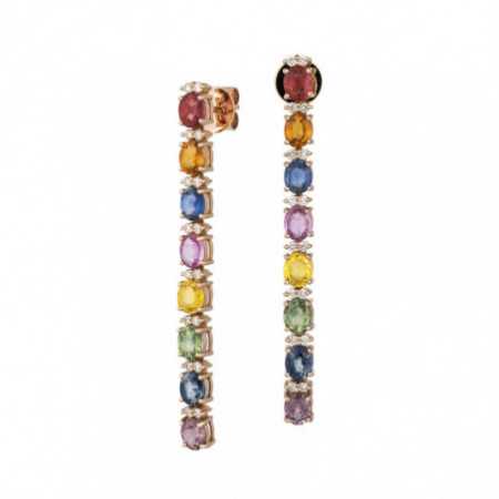 Sapphires Earrings Rose Gold Color RAINBOW