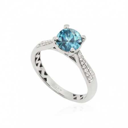 Gold and Zircon Ring Blue LONE NICOLE 1.50