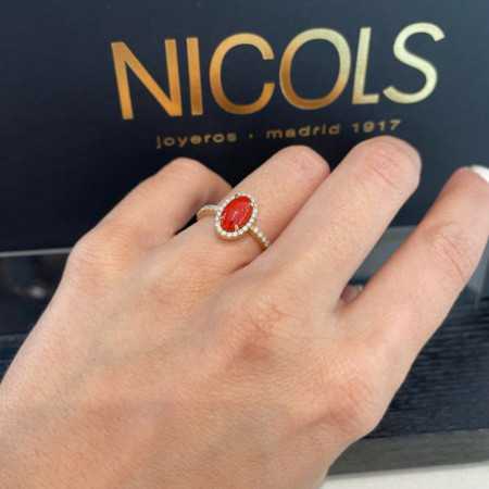 Anillo Coral Oval Red Velvet 11X8Mm