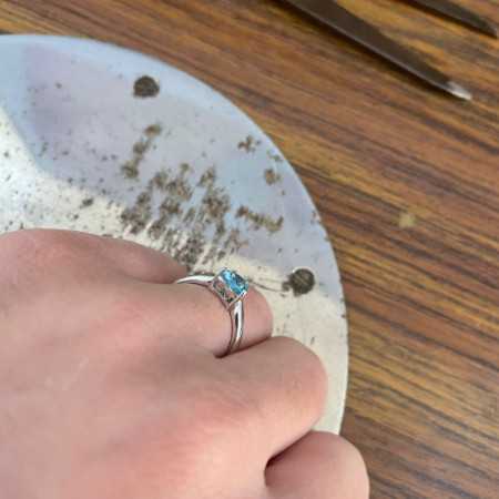 BLUE ZIRCON BLOOD Ring 0.90ct Solitary Engagement