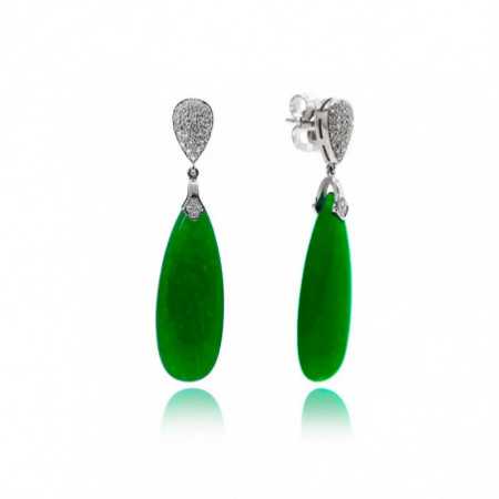 Green Jade Earrings Gold and Diamonds SERENITY DROP
