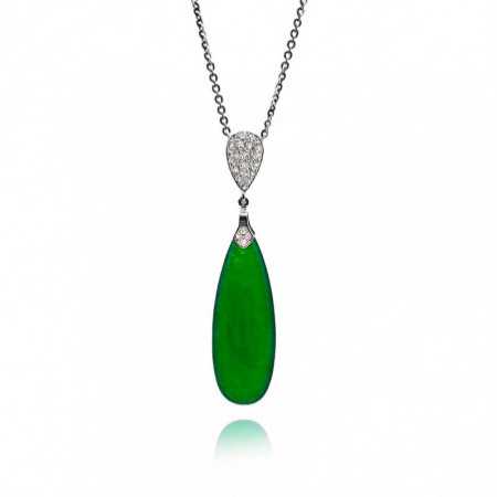 Colgante Jade Verde Oro Y Diamantes Serenity Drop