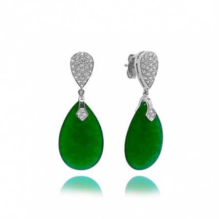 Pendientes Jade Verde Oro Y Diamantes Serenity Drop