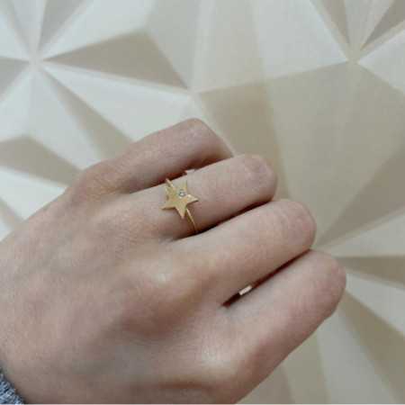 Yellow Gold Diamond Star Ring ALWAYS