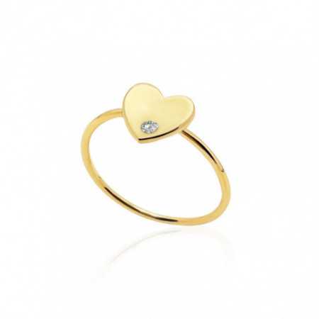 Yellow Gold Diamond Heart Ring ALWAYS