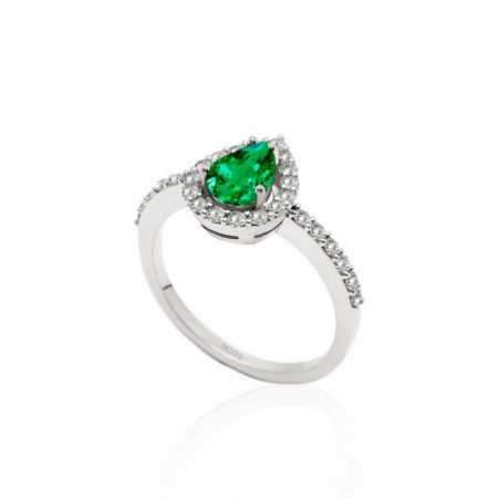 Emerald Ring 0.69ct White Gold SUNSET DROP
