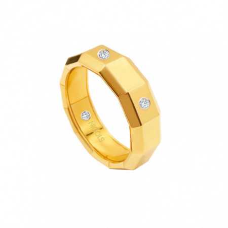 Alianza Hombre Oro Amarillo Diamante 5mm  ZEUS