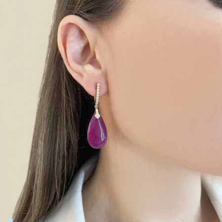 SERENITY Purple Jade and Diamond Earrings