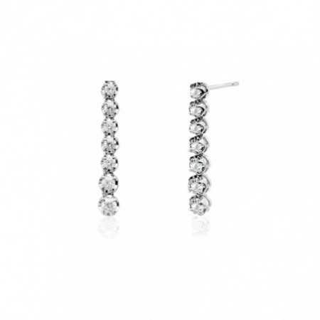Long Diamond Earrings 0.98Ct Riviere White Gold