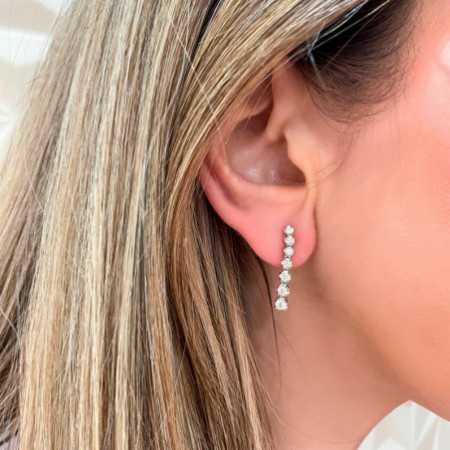 Long Diamond Earrings 0.98Ct Riviere White Gold