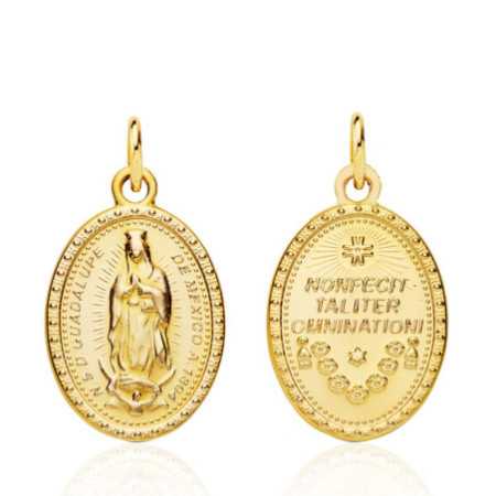 Medalla 20mm Virgen de Guadalupe Mejicana 18kt Oval
