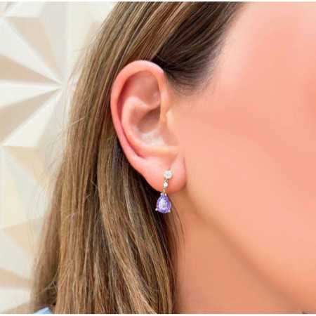Diamond Earrings LEONOR Amethysts Purple