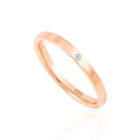 Alianza de Boda MUSA Oro Rosa 25mm Diamante 0.02