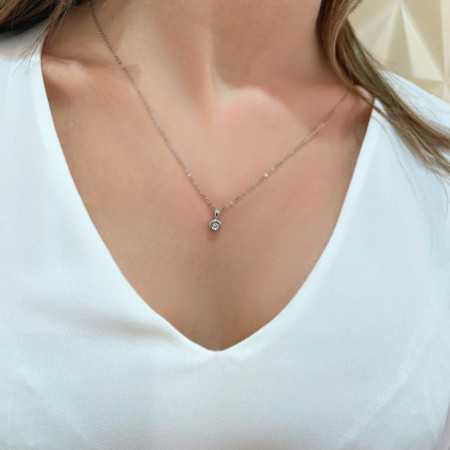 Collar Diamante Linda 0.10-0.50Ct Solitario Oro Blanco
