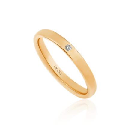 Musa Pink Gold Wedding Ring 3.0mm Diamond 0.02