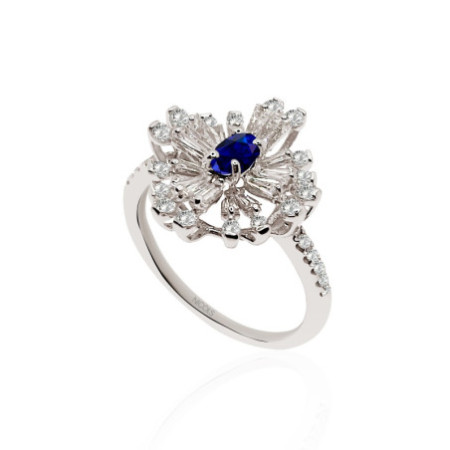 Diamond and Sapphire Snowflake Ring