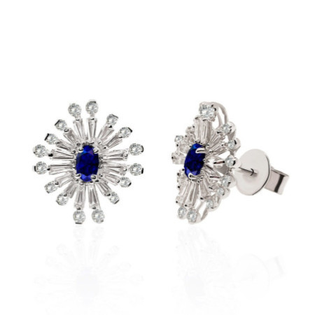 Diamond and Sapphire Snowflake Earrings