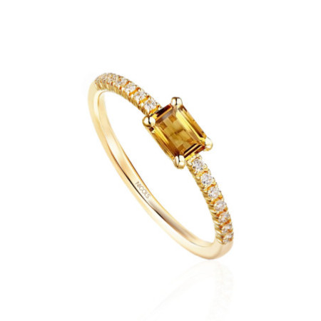 Delphina Citrine Ring Diamonds Yellow Gold
