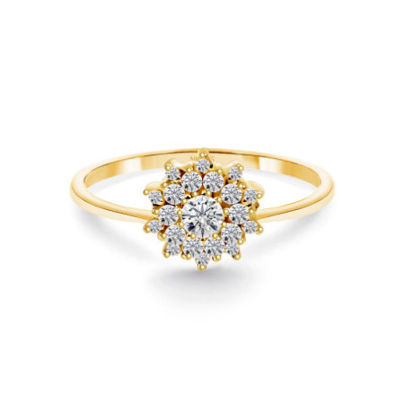 Vintage Gold and Diamonds Ring SNOW FLOWER