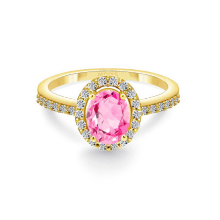 Dahlia Sunset Pink Sapphire Ring 1.00 Yellow Gold