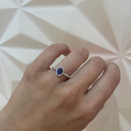 Dahlia Sunset Blue Sapphire Ring 0.60