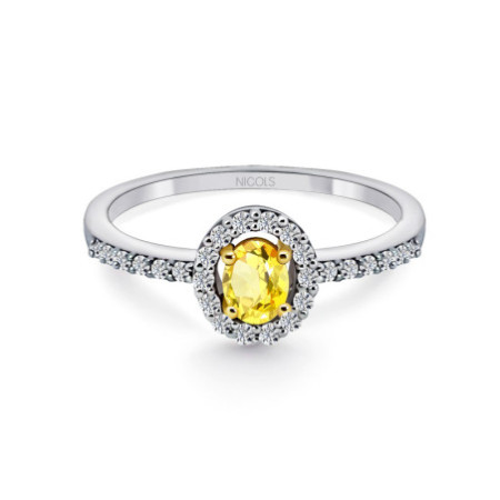 Dahlia Sunset Yellow Sapphire Ring 0.55