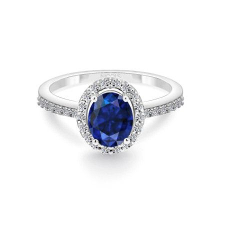 Dahlia Sunset Blue Sapphire Ring 1.00 White Gold