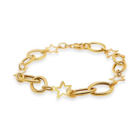 Yellow Gold Hollow Star Link Bracelet