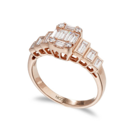 Anillo Diamantes Minerva 0.690Ct Oro Rosa