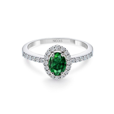 Dahlia Sunset Green Emerald Ring 0.60
