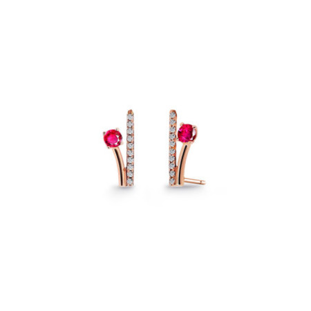 Branch Climbing Earrings with Diamonds and Rubies 0.40 Rose Gold​