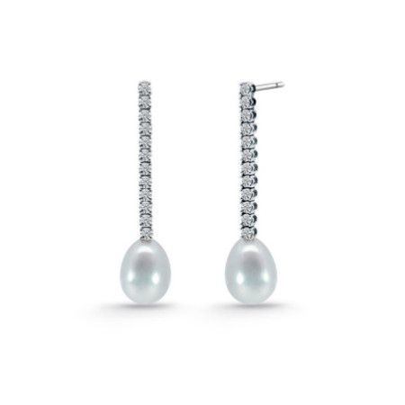 Pearl and Diamond Earrings Serenity Claws 0.45 White Gold