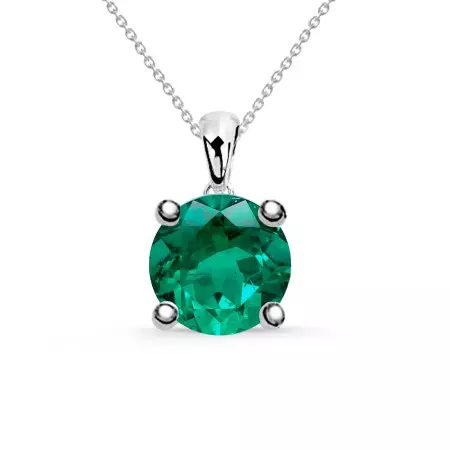 Emerald Necklace JACKIE 0.20ct 0.50ct Solitaire White Gold