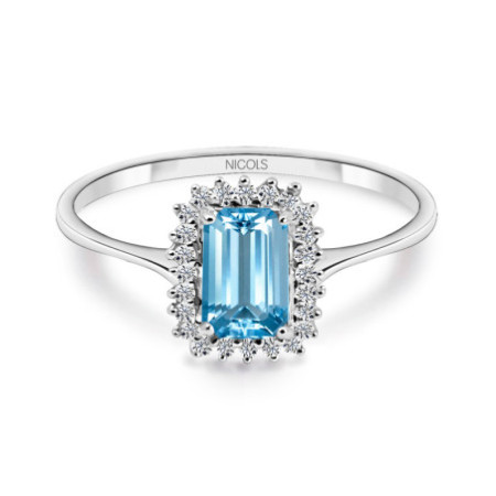Blue Topaz and Candy Diamonds Ring