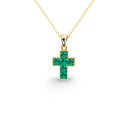 Calma Emerald Cross Necklace 0.30