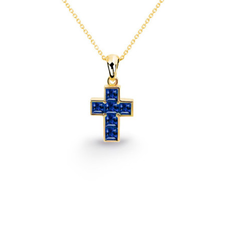 Calma Sapphire Cross Necklace 0.30