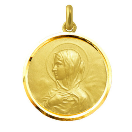 Medalla Virgen María Manto Oro 18kt Bisel