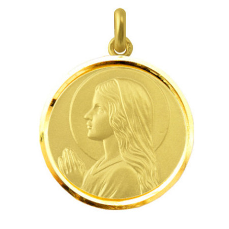 Virgin Mary Girl Medal 18kt Gold Bezel